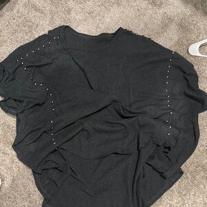 SHEIN Black Short Sleeve Tee with Studded Detail